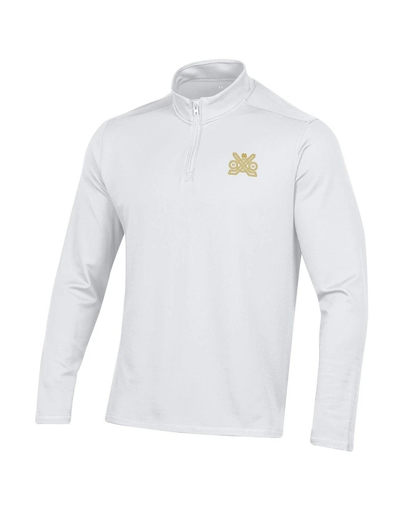 Under Armour Men's White Notre Dame Fighting Irish Ireland Motion Quarter-Zip Pullover Top