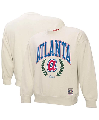 Mitchell & Ness Women's Cream Atlanta Braves Cooperstown Collection Laurel Pullover Sweatshirt