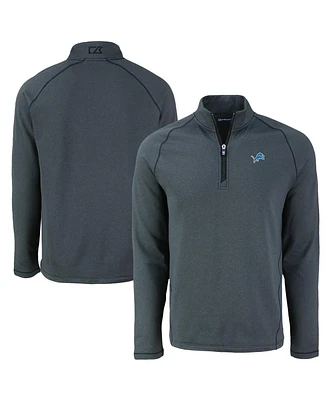 Cutter & Buck Men's Heather Black Detroit Lions Peshastin Eco Fleece Tri-Blend Raglan Quarter-Zip Jacket