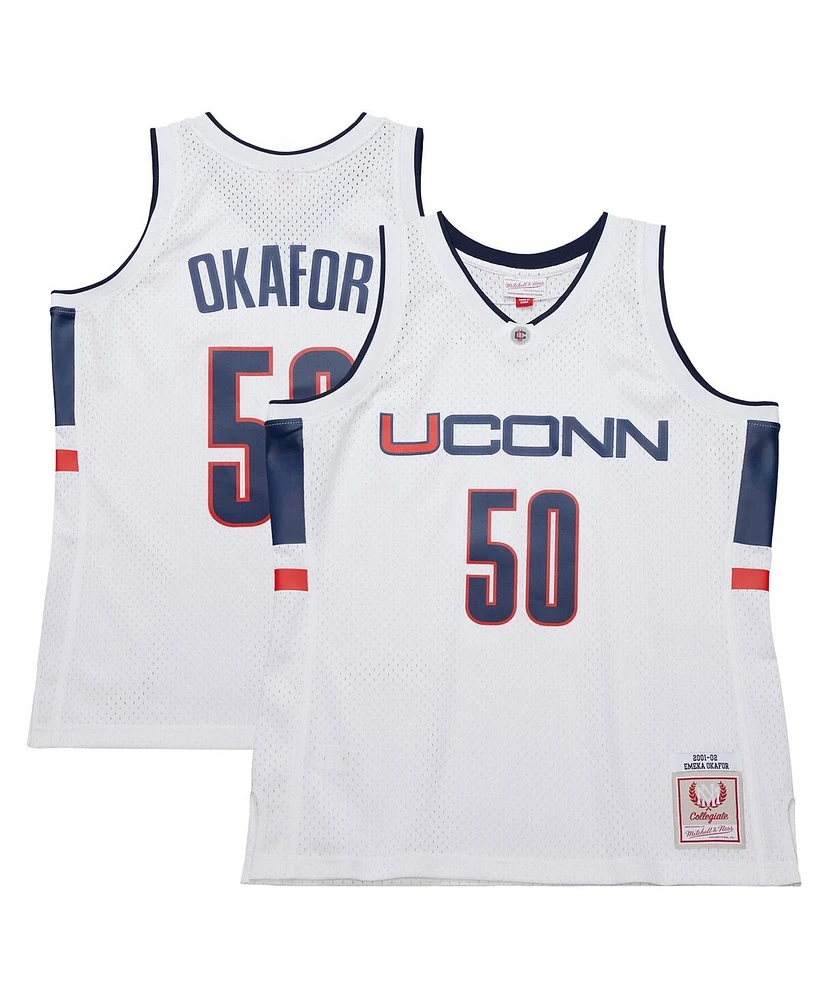 Mitchell & Ness Men's UConn Huskies Emeka Okafor White 2001/02 Swingman Replica Jersey