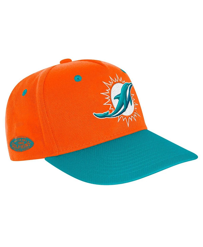 Outerstuff Big Boys and Girls Orange/Aqua Miami Dolphins Pro-Sport Precurved Structured Adjustable Hat