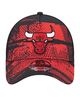 New Era Men's Black/Red Chicago Bulls Tip Off A-Frame Trucker 9FORTY Adjustable Hat