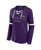 Fanatics Women's Purple Baltimore Ravens Plus Won Done Lace-Up V-Neck Long Sleeve T-Shirt