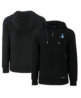 Cutter & Buck Men's Black Detroit Lions Throwback Roam Eco Half-Zip Pullover Hoodie