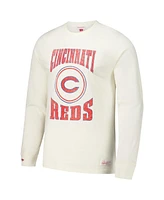 Mitchell & Ness Men's Cream Cincinnati Reds Arched Logo Slub Long Sleeve T-Shirt