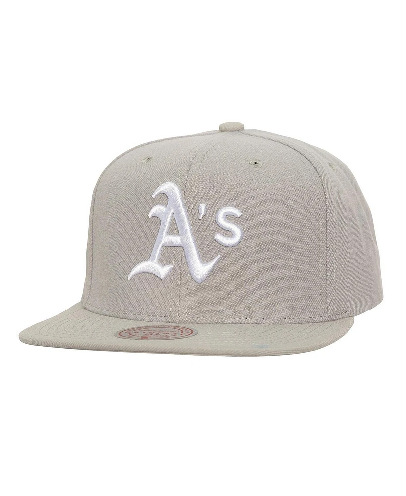 Mitchell & Ness Men's Gray Oakland Athletics Snapback Hat