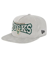 New Era Men's Gray Milwaukee Bucks Throwback Corduroy Golfer Snapback Hat