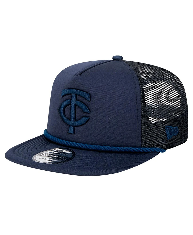 New Era Men's Navy Minnesota Twins Tone Foam Meshback Golfer Snapback Hat