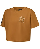 Pro Standard Women's Brown New York Yankees Paint The City Cropped Boxy T-Shirt