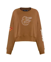 Pro Standard Women's Brown Baltimore Orioles Paint The City Pullover Cropped Sweatshirt