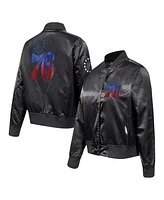 Pro Standard Women's Black Philadelphia 76ers Jeweled Satin Full-Snap Jacket