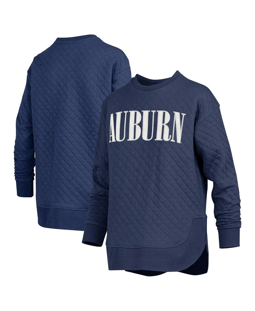 Pressbox Women's Navy Auburn Tigers Quilted Long Sleeve Pullover Sweatshirt