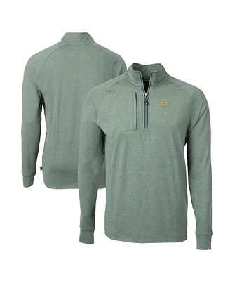 Cutter & Buck Men's Heather Green Notre Dame Fighting Irish Alumni Logo Adapt Knit Heathered Quarter-Zip Pullover Top