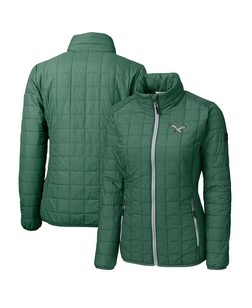 Cutter Buck Women's Green Philadelphia Eagles Gridiron Classics Logo Rainier PrimaLoft Eco Insulated Full-Zip Puffer Jacket