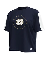 Under Armour Women's Navy Notre Dame Fighting Irish Challenger Waist Length Boxy Oversized T-Shirt