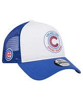 New Era Men's White/Royal Chicago Cubs Spring Training Circle Foam A-Frame 9FORTY Trucker Adjustable Hat