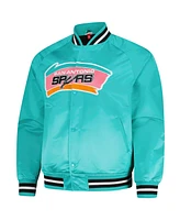 Mitchell & Ness Men's Teal San Antonio Spurs Hardwood Classics Throwback Wordmark Raglan Full-Snap Jacket