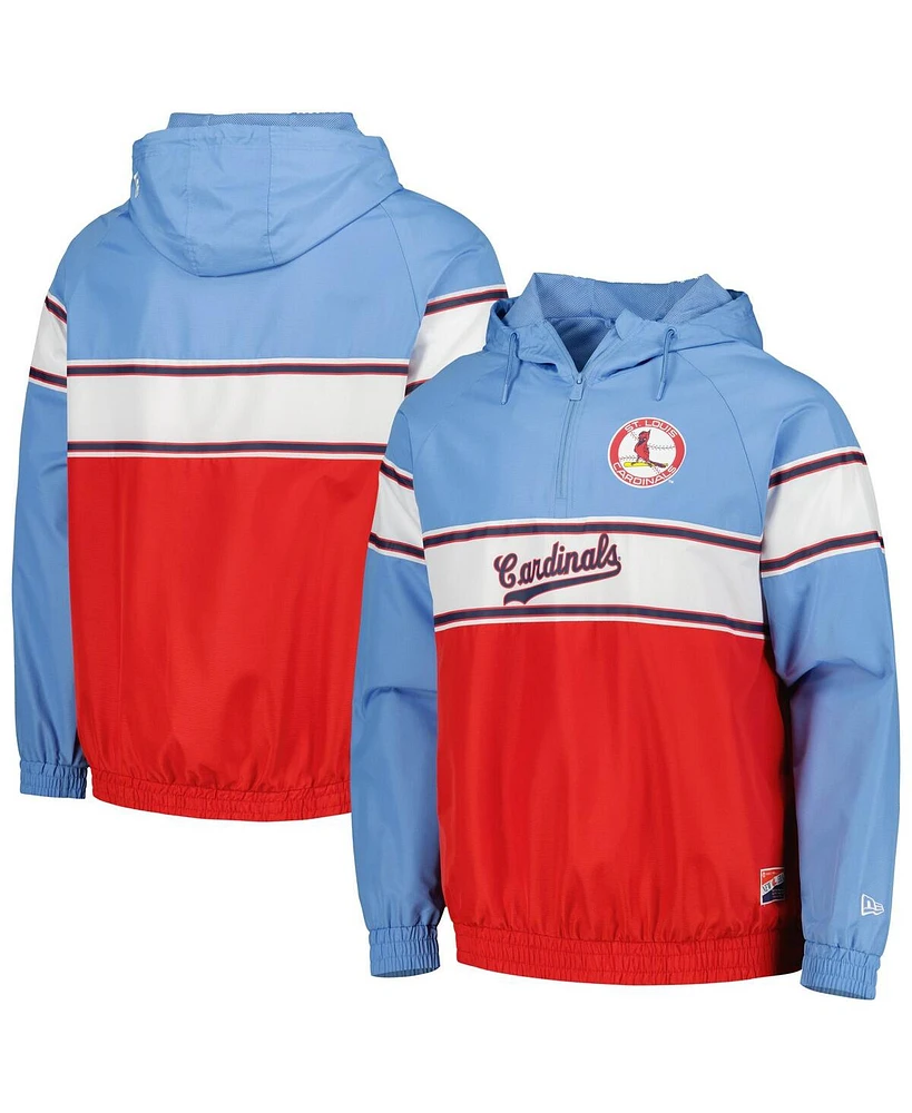 New Era Men's Light Blue St. Louis Cardinals Ripstop Raglan Quarter-Zip Hoodie