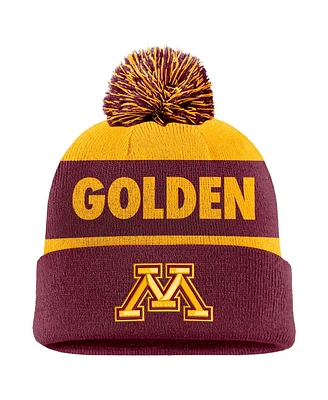 Nike Men's Gold/Garnet Minnesota Golden Gophers Peak Stripe Cuffed Knit Hat with Pom