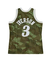 Mitchell & Ness Men's Allen Iverson Camo Philadelphia 76ers Hardwood Classics 1997/98 Ghost Green Swingman Jersey