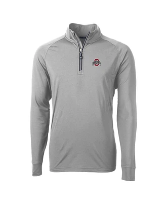 Cutter & Buck Men's Silver Ohio State Buckeyes Adapt Knit Stretch Quarter-Zip Pullover Top