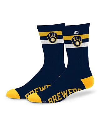 Starter Men's and Women's Milwaukee Brewers Team Color Two-Stripe Crew Socks