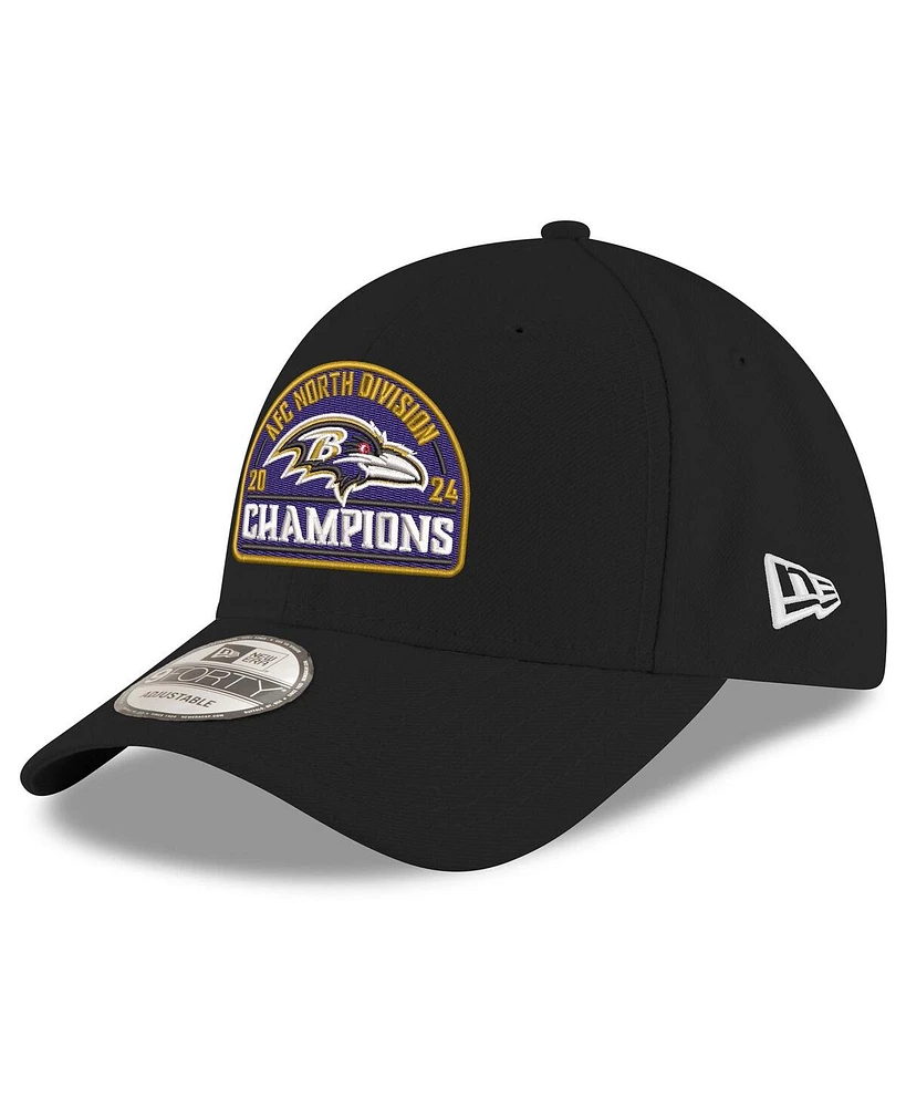 New Era Men's Black Baltimore Ravens 2024 Afc North Division Champions 9FORTY Adjustable Hat