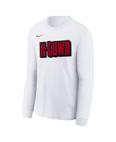 Nike Big Boys and Girls White Houston Rockets 2024/25 City Edition Wordmark Performance Long Sleeve T-Shirt