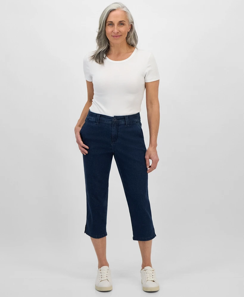 Style & Co Petite Chambray Comfort Denim Capri Jeans, Exclusively at Macy's