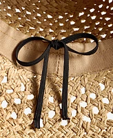 On 34th Faux-Leather-Trim Straw Bucket Hat, Exclusively at Macy's