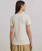 Lauren Ralph Women's French Knot-Logo Cotton Jersey Tee