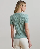 Lauren Ralph Lauren Women's Cable-Knit Cotton Short-Sleeve Sweater