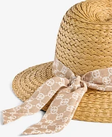 Giani Bernini Straw Panama Hat with Logo Scarf Tie, Exclusively at Macy's