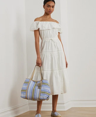 Lauren Ralph Women's Cotton Off-the-Shoulder Tiered Dress