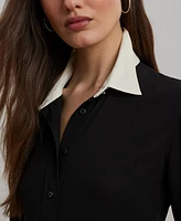 Lauren Ralph Women's Classic-Fit Two-Tone Georgette Shirt