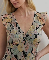 Lauren Ralph Lauren Women's Floral Georgette Flutter-Sleeve Dress