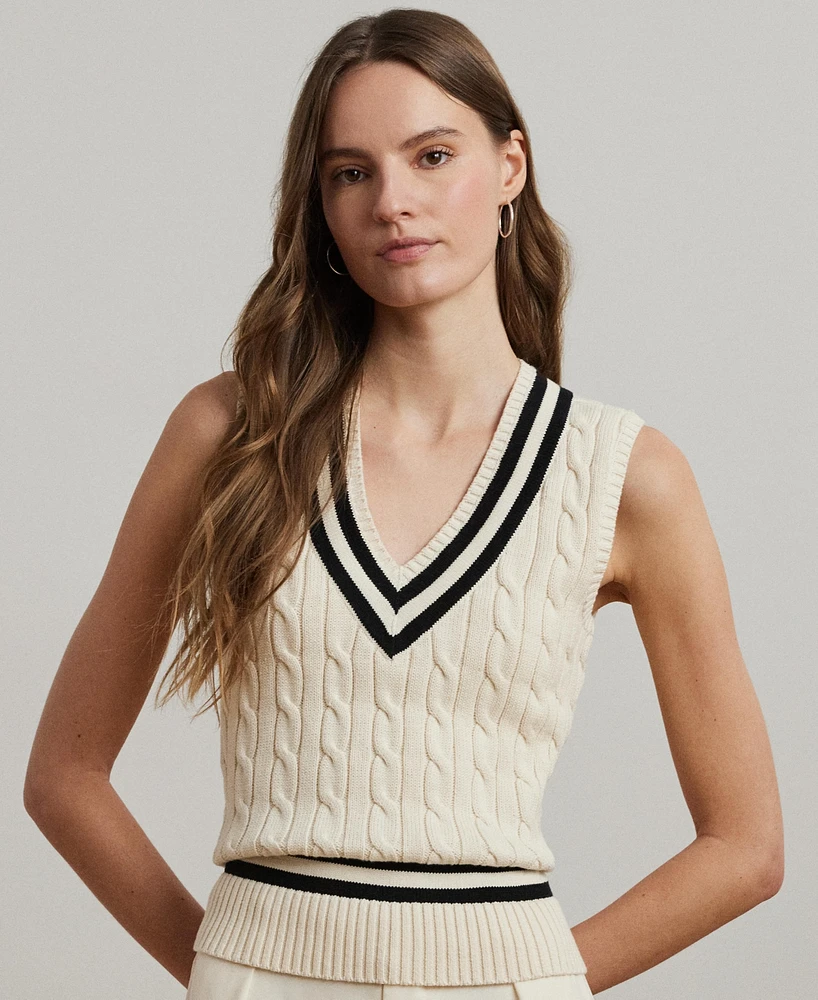Lauren Ralph Women's Cable-Knit Cotton Cricket Sweater Vest