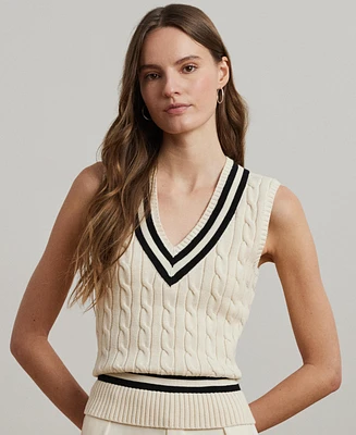 Lauren Ralph Women's Cable-Knit Cotton Cricket Sweater Vest