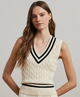 Lauren Ralph Women's Cable-Knit Cotton Cricket Sweater Vest