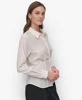 Dkny Women's Button-Front Collared Fitted Blouse