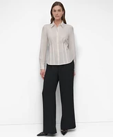 Dkny Women's Button-Front Collared Fitted Blouse