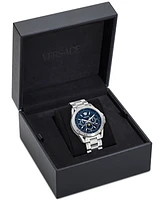 Versace Men's Swiss V-Galaxy Moonphase Stainless Steel Bracelet Watch 43mm