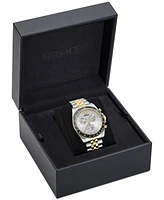 Versace Men's Swiss Chronograph Greca Chrono Wave Two-Tone Stainless Steel Bracelet Watch 43mm