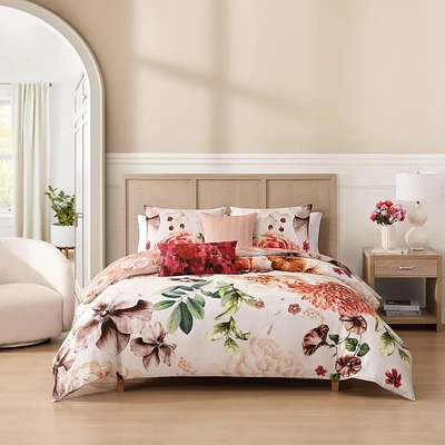Bebejan Hazy Blossom 100% Cotton Sateen 5 Piece King Size Reversible Comforter Set