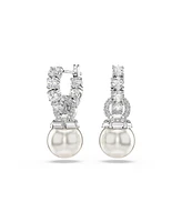 Swarovski Matrix Rhodium Plated Round Cut Drop Earrings