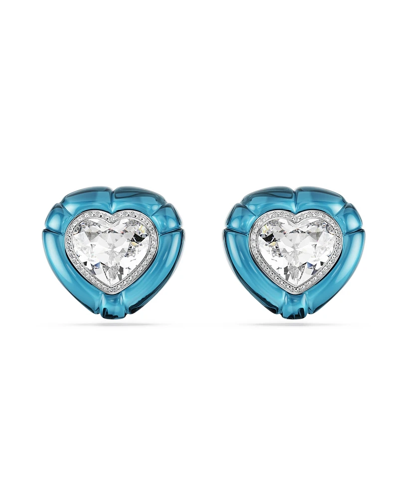 Swarovski Dulcis Rhodium Plated Heart Clip Earrings