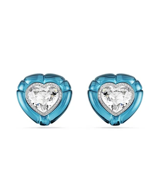 Swarovski Dulcis Rhodium Plated Heart Clip Earrings