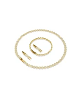 Swarovski Una Angelic Gold-Tone Plated Round Cut Necklace and Bracelet Set