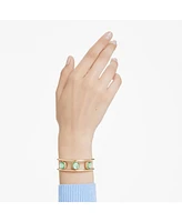 Swarovski Chroma Cushion Cut Green Gold-Tone Plated Cuff Bracelet