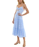 Trixxi Juniors' Floral-Print Keyhole Midi Dress